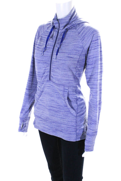 Athleta Womens Half Zip Pocket Front Hooded Athletic Jacket Blue Size Medium