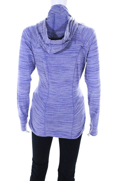 Athleta Womens Half Zip Pocket Front Hooded Athletic Jacket Blue Size Medium