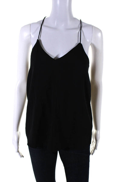 AYR Womens Silk V-Neck Sleeveless Round Hem Pullover Blouse Black Size 2