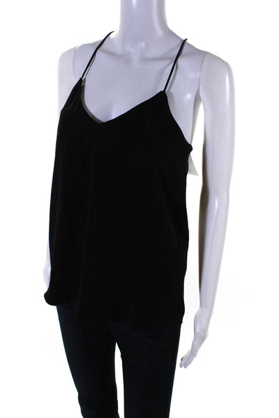 AYR Womens Silk V-Neck Sleeveless Round Hem Pullover Blouse Black Size 2