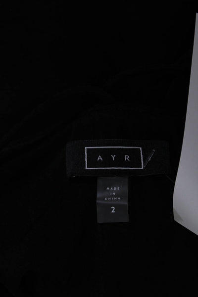 AYR Womens Silk V-Neck Sleeveless Round Hem Pullover Blouse Black Size 2