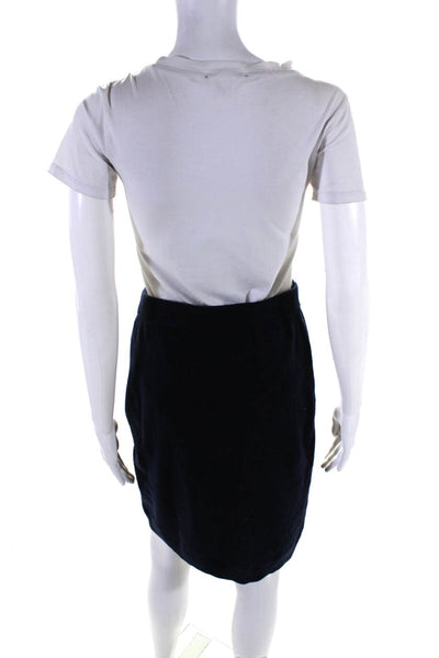 Milly Womens Wool Ruched Tie Slip-On Elastic Waist Pencil Skirt Blue Size M