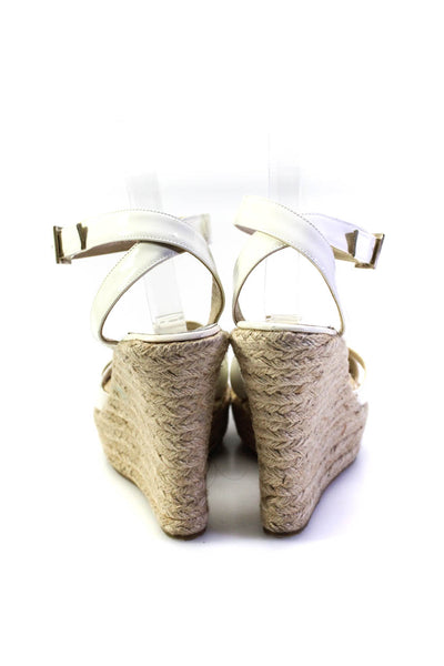 Jimmy Choo Womens Platform Ankle Strap Espadrilles White Patent Leather Size 39