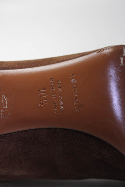 Aquatalia Womens Side Zip Block Heel Pointed Toe Booties Brown Suede Size 10.5