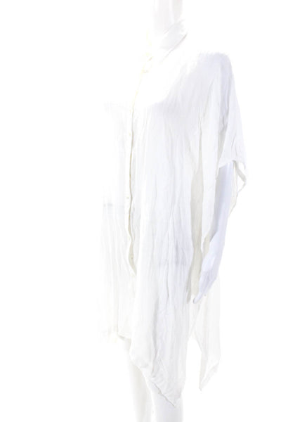 L Space Womens Button Front Side Slit Collared Cover Up Dress White Size M/L