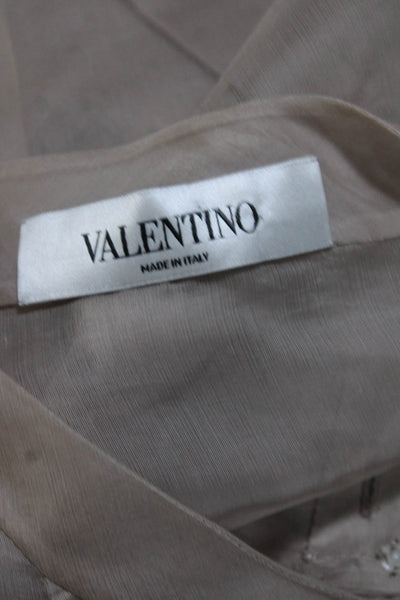 Valentino Womens Button Down Long Sleeves Blouse Beige Size Small