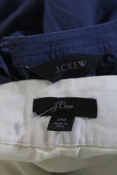 J Crew Womens Cotton Long Sleeve Blouse Dress Shorts Blue White Size S 00 Lot 2