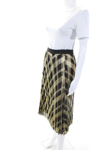 Tara Jarmon Women's Zip Hook Closure Pleated Line Glitter Maxi Skirt Size 36