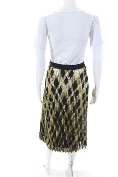 Tara Jarmon Women's Zip Hook Closure Pleated Line Glitter Maxi Skirt Size 36