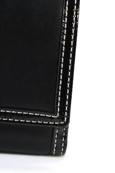 Coach Womens Leather Snap Closure Tri Fold Wallet Black
