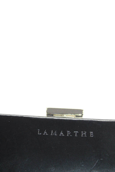 Lamarthe Womens Leather Silver Tone Hardware Hinged Wallet Black