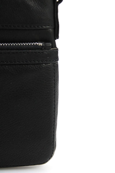 Margot Womens Leather Silver Tone Hardware Crossbody Bag Black