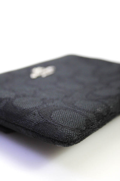 Coach Womens Monogram Canvas Leather Trim Wristlet Zip Wallet Black Size S