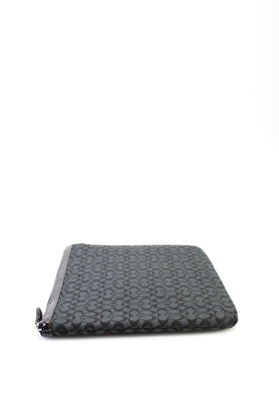 Coach Womens Monogram Canvas Leather Trim Padded Zipper Tablet Case Black