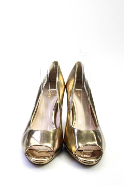 Cole Haan Womens Peep Toe Metallic Pumps Gold Size 9