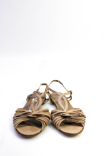 Comptoir Des Cotonniers Womens Peep Toe Strappy Slingback Sandals Beige Size 10