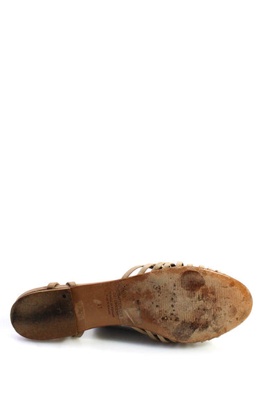 Comptoir Des Cotonniers Womens Peep Toe Strappy Slingback Sandals Beige Size 10