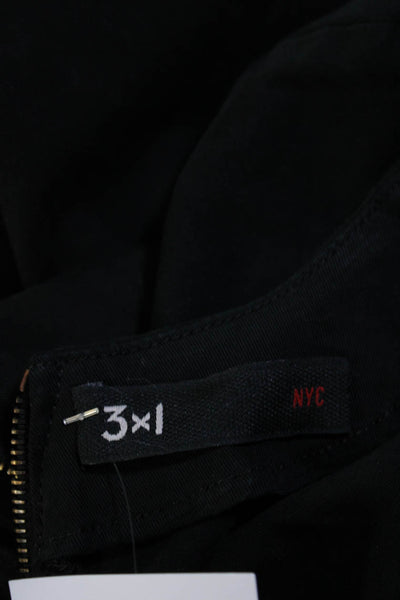 3x1 NYC Womens Cotton V-Neck Short Sleeve Zip Up Wide Leg Jumpsuit Black Size S