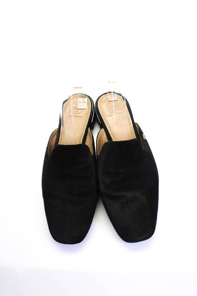 Tory Burch Womens Suede Square Toe Open Back Slide On Mules Flats Black Size 8M