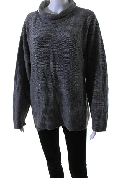 Wrap London Womens Cotton Knit Pullover Turtleneck Sweater Top Black Size 14