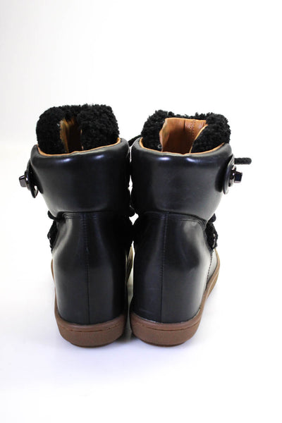 Coach Womens Leather Monroe Shearling Lace Up Ankle Snow Boots Black Size 8 B