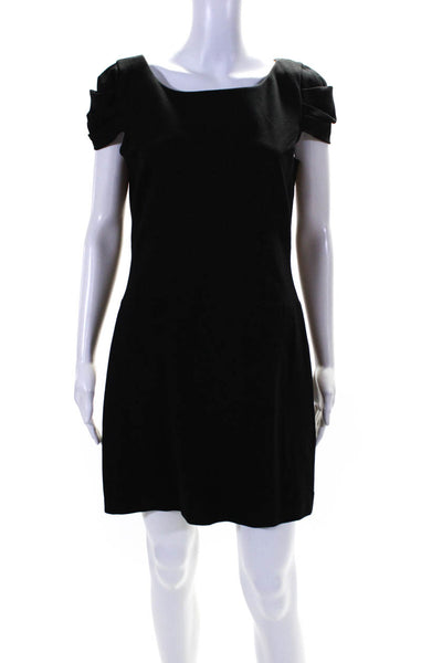 Cynthia Steffe Womens Back Zip Short Sleeve Scoop Neck Sheath Dress Black 10