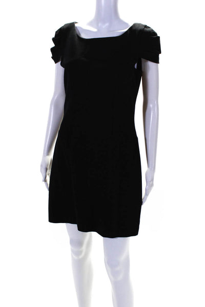 Cynthia Steffe Womens Back Zip Short Sleeve Scoop Neck Sheath Dress Black 10