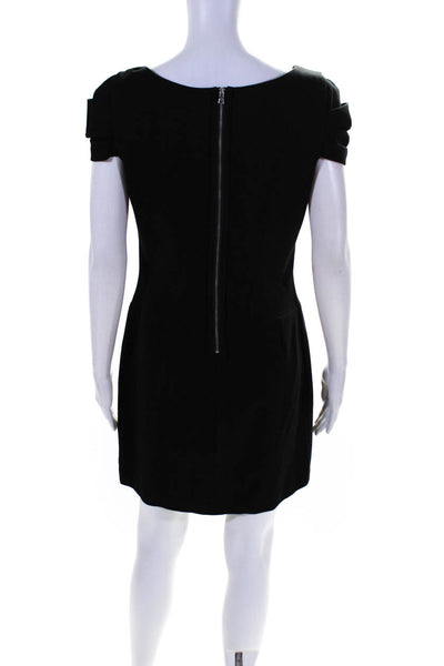 Cynthia Steffe Womens Back Zip Short Sleeve Scoop Neck Sheath Dress Black 10