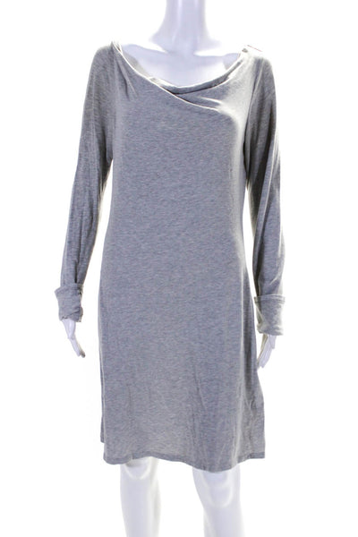 Standard James Perse Womens Long Sleeve Scoop Neck Shirt Dress Gray Size 3