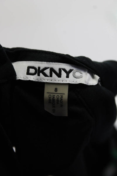 DKNYC Womens Side Zip Crew Neck Abstract Midi Dress Black Multi Size 8
