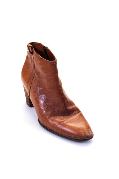Madewell Womens Side Zip Block Heel Ankle Booties Brown Leather Size 10M