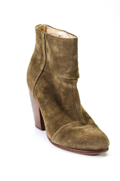 Rag & Bone Womens Suede Zippered High Heeled Ankle Boots Green Brown Size 8