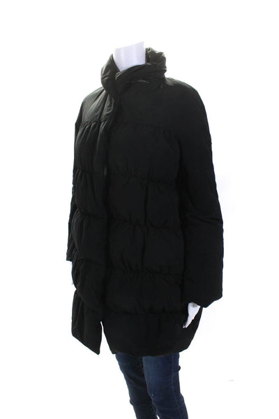 Moncler Womens Quilted Snap Button Collared Long Sleeve Puffer Coat Black Size M