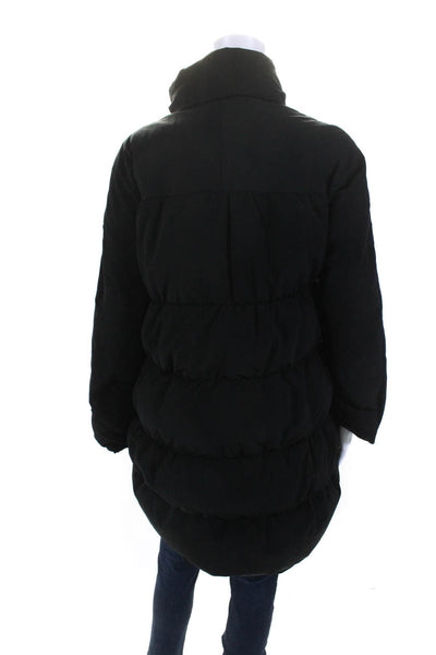 Moncler Womens Quilted Snap Button Collared Long Sleeve Puffer Coat Black Size M