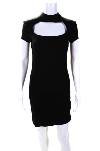 Helmut Lang Womens Short Sleeves Turtleneck Sweater Dress Black Size Small