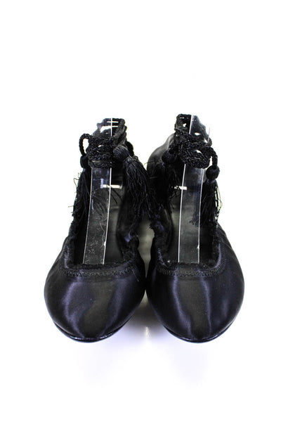 Joie Womens Satin Foldable Slide On Ballet Flats Black Size 37.5 7.5