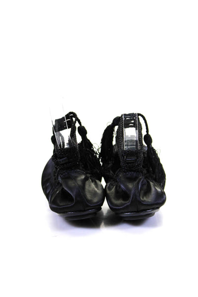 Joie Womens Satin Foldable Slide On Ballet Flats Black Size 37.5 7.5