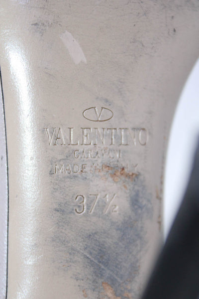 Valentino Garavani Womens Leather Strappy Slingbacks Sandals Black Size 37.5 7.5