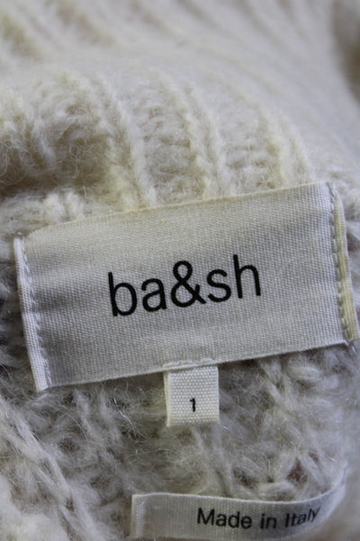 Ba&Sh Womens Oversized 3/4 Sleeve Mock Neck Sweater White Alpaca Size 4