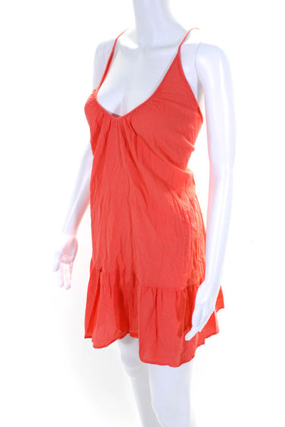 9 Seed Womens Orange Cotton Scoop Neck Sleeveless Oversized Dress Size OS