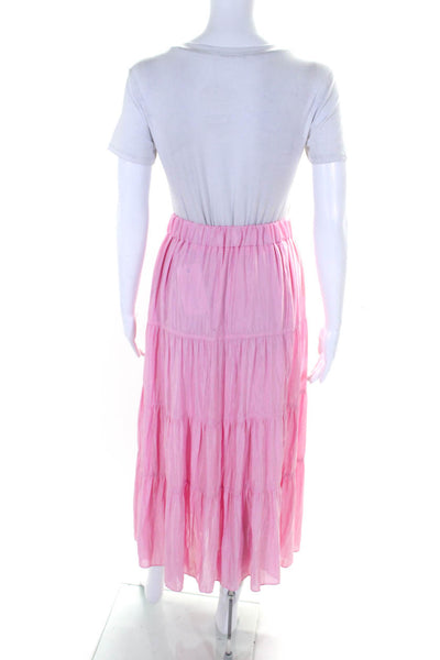 Senlis Womens Light Pink Lined Pull On Midi Tiered Skirt Size S
