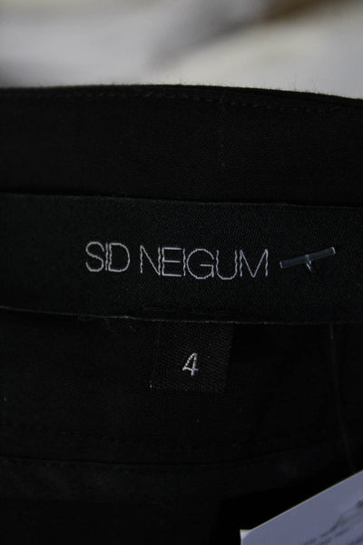 Sid Neigum Womens Black High Rise Ruffle Detail Zip Back Taper Pants Size 4