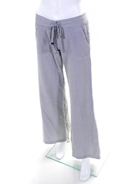 Georgie Womens Blue/White Striped Mid-Rise Drawstring Wide Leg Pants Size 2