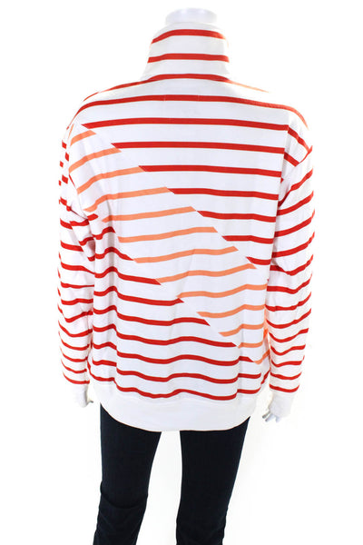 Solid & Striped Womens White Multi Striped 1/2 Zip Long Sleeve Sweatshirt SizeXS