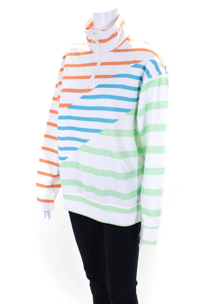 Solid & Striped Womens White Multi Striped 1/2 Zip Long Sleeve Sweatshirt Size S