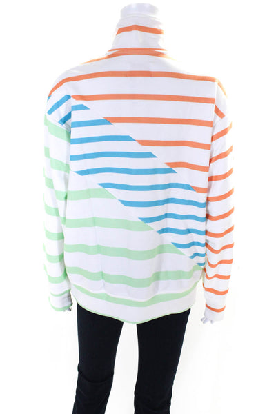 Solid & Striped Womens White Multi Striped 1/2 Zip Long Sleeve Sweatshirt Size S