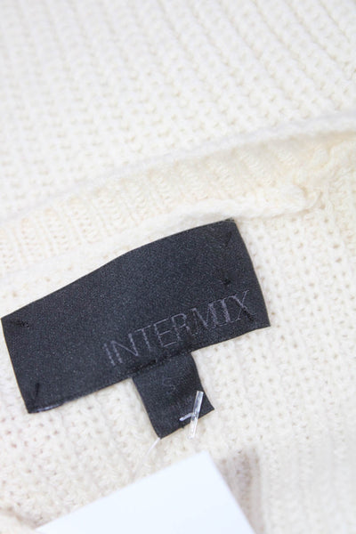 Intermix Womens Wool Ribbed Lace-Up Tied Sleeveless Slit Sweater White Size S