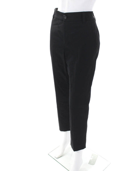 Vince Womens Zipper Fly High Rise Straight Leg Trouser Pants Black Cotton Size 4