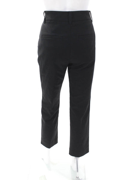 Vince Womens Zipper Fly High Rise Straight Leg Trouser Pants Black Cotton Size 4