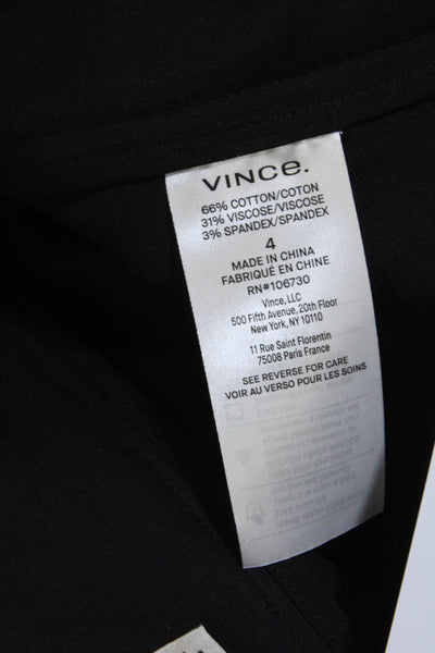 Vince Womens Zipper Fly High Rise Straight Leg Trouser Pants Black Cotton Size 4